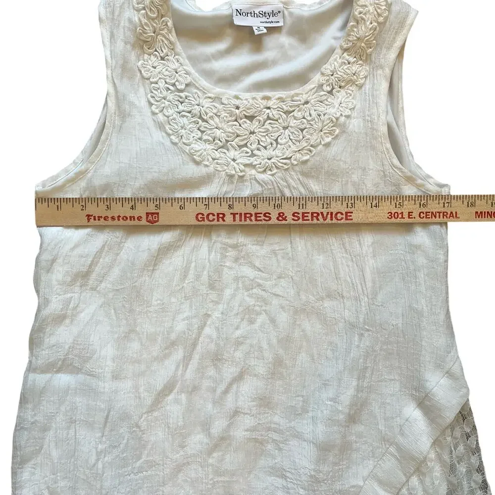 Northstyle Tank Top Size Medium White Gauze Layers Lacework Boho Peasant Prairie - Picture 10 of 10